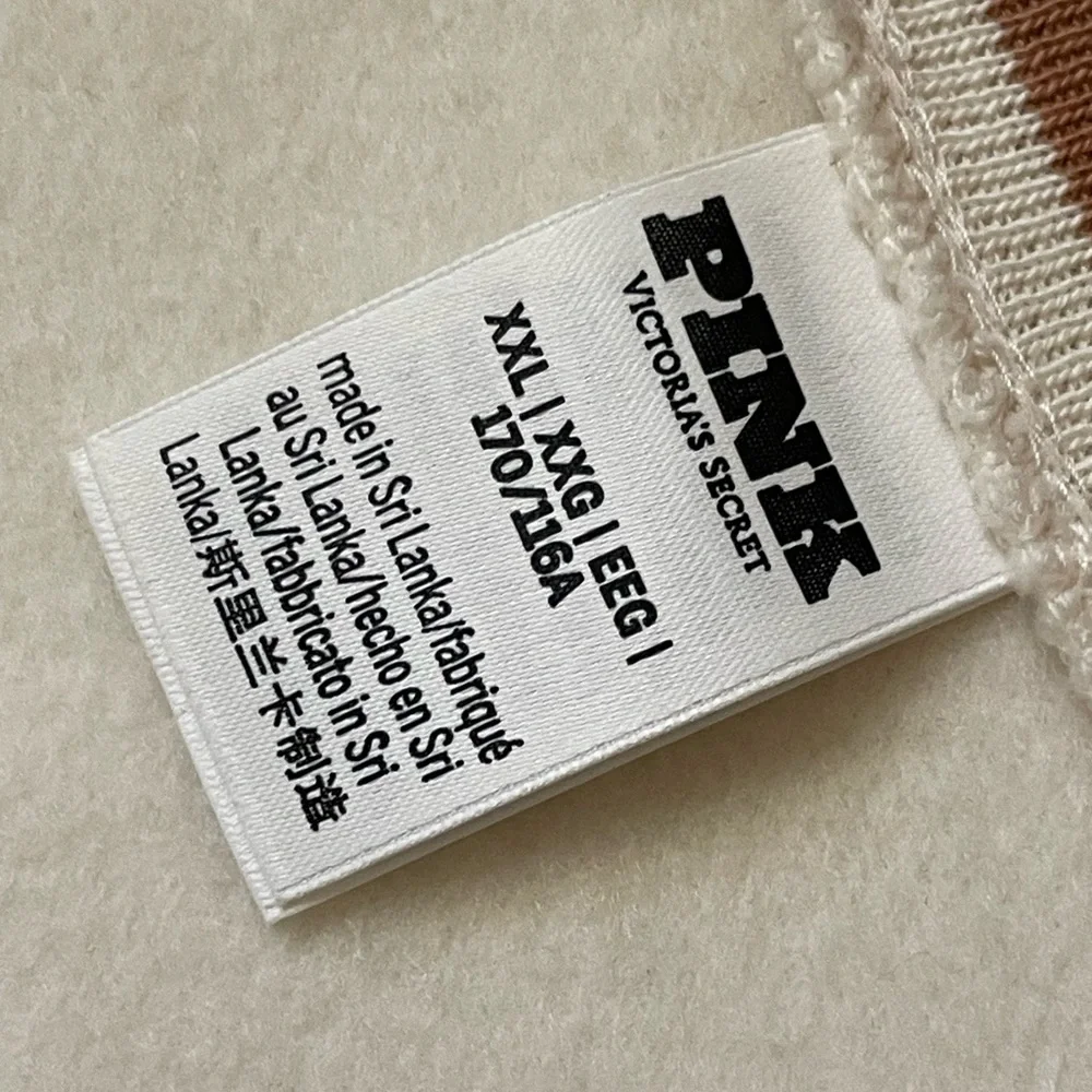 Pink Victoria’s secret cream brown stripes full zip sweatshirt